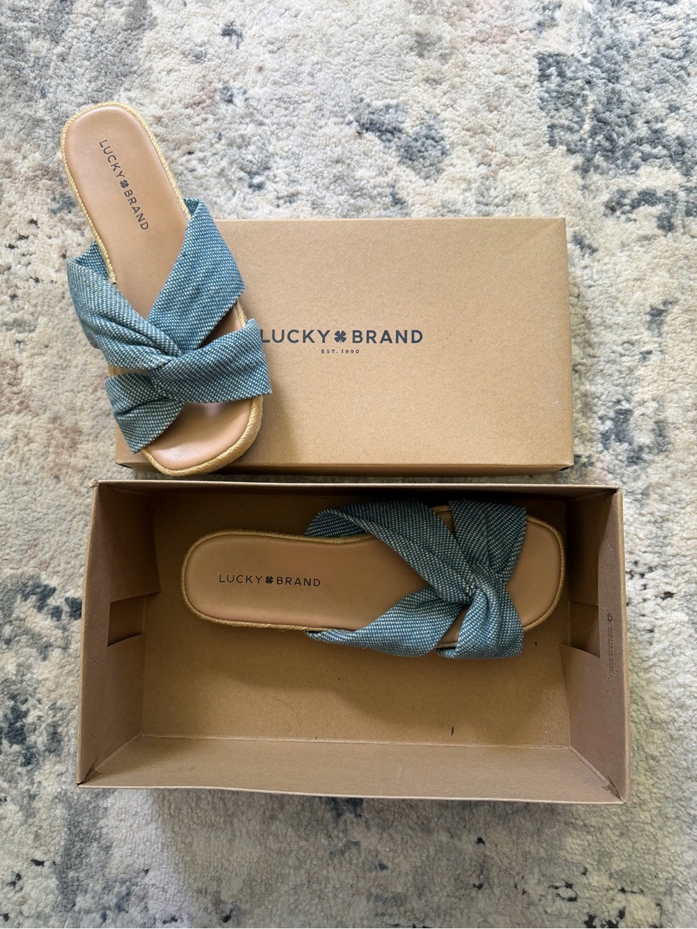 Lucky Brand Knotted Slide Sandals in Blue-Green